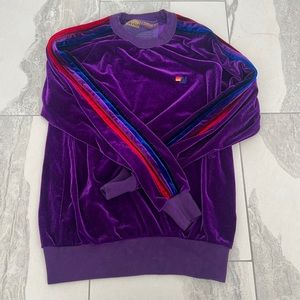 Aviator Nation Velvet Crew Womens Medium 5 Stripe Purple XS